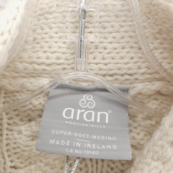 NWT ARAN Super Soft Merino Wool 3-Button Cardigan Asymmetrical Cable Knit XL - Picture 7 of 14